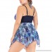 Homeparty Plus Size Print Tankini Swimjupmsuit Women Swimsuit Beachwear Padded Swimwear Blue B07MQKW667
